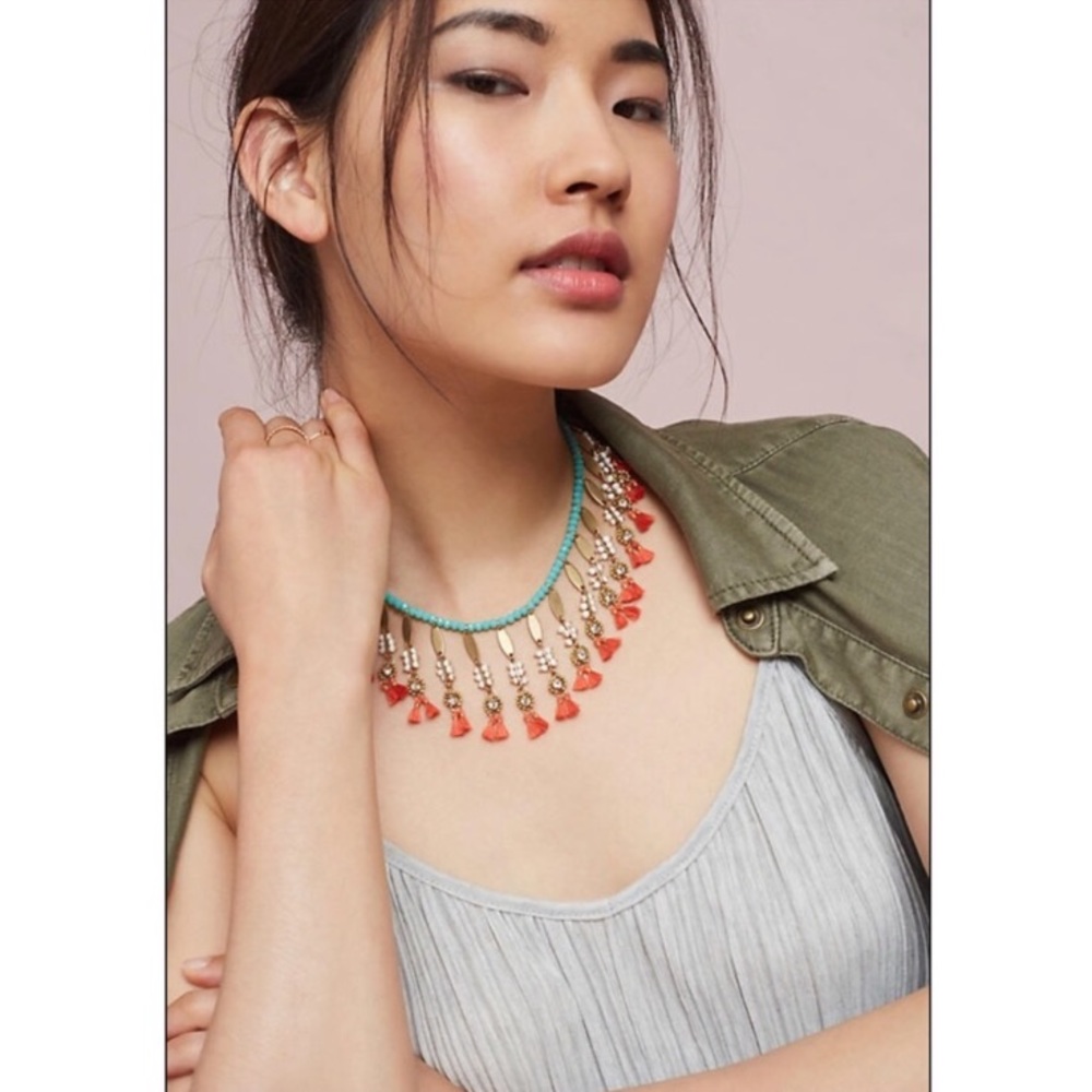 Serefina Miranda Bib Necklace Neutral Motif NWT - Picture 6 of 8